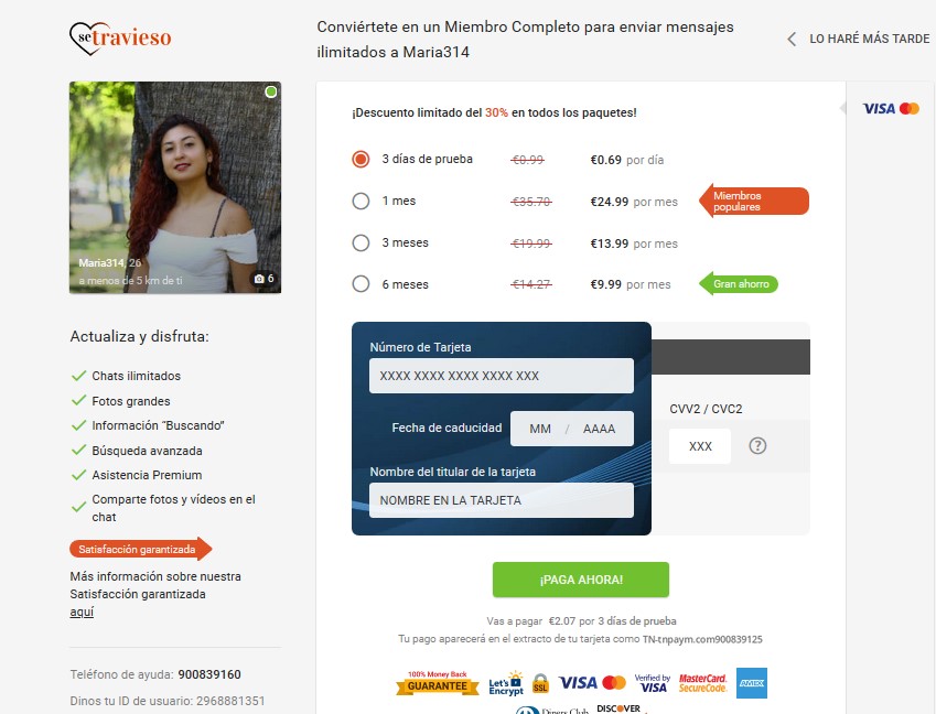 screenshot of Setravieso shopping page