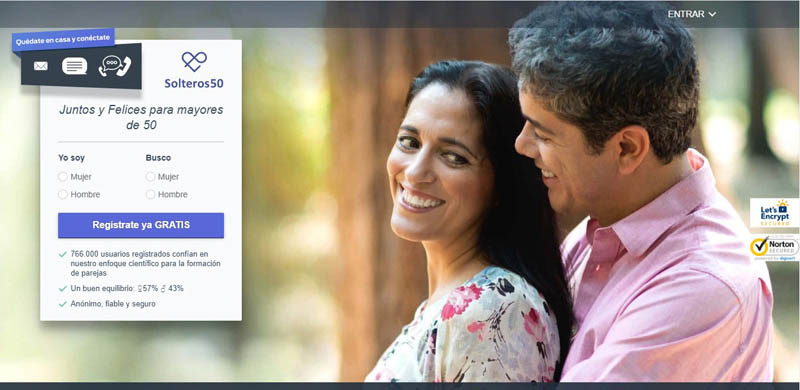 registration screen at Solteros50 dating site