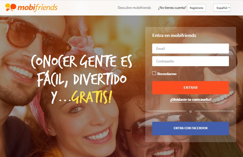 screenshot of registration in mobifriends dating website