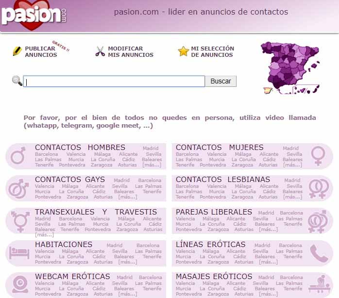 screenshot of searching page on a passion.com dating website