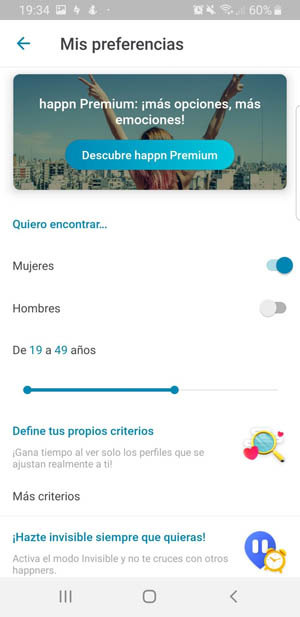 captura de pantalla de la página de búsqueda del sitio web happn